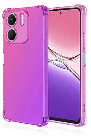 Topme Funda para Teléfono para OPPO A5X (6.67 Inches), Funda para Teléfono Móvil con Gradiente de Color Transparente de Silicona Suave de TPU - Rosado Morado