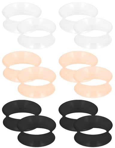 Cisyozi 18mm Silicone Tunnels Gauges Plug Earring Thin Plastic Rubber Clear Black Flesh Skin Tunnel Expander Stretching Soft Gauge Plug Gauges Retainer Piercing Jewelry Women Men 11/16 inch