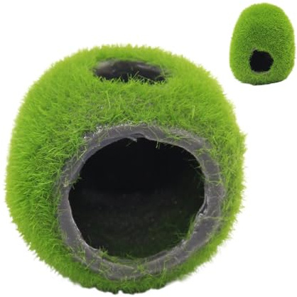 Fiskgrotta för akvarium | mossboll livsmiljö terrarium – akvariedekoration räkor fiskhus | för matning vilande lek räkor Betta geckohavskatt clown krabba dvärg