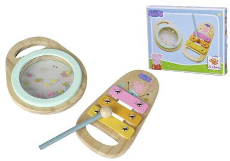 Eichhorn - Peppa Pig Holz-Musikset bestehend aus Handtrommel und Xylophon, fördert die auditive Wahrnehmung der Kinder, aus Birkensperrholz, ab 1 Jahr