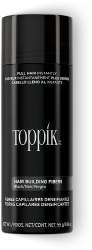 Toppik Hårbyggnadsfibrer pulver, svart, keratin-härledda fibrer för naturligt tjockare hår, 55 g