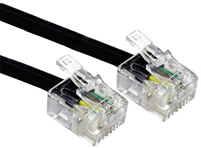 Alida Systems ® Câble ADSL 5m - Supérieure Qualité/Broches de Contact Plaqué Or/Internet Haute Vitesse à Large Bande/Routeur ou Modem à la Prise Téléphonique RJ11 ou Microfiltre/Noir