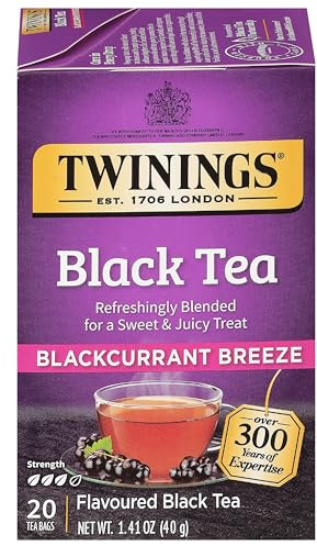 Twinings Premium Blackcurrant Breeze Black Tea, 20 Tea Bags