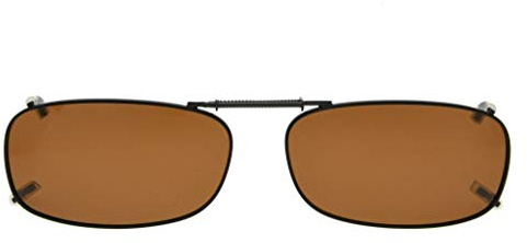 Eyekepper Metal Frame Rim Polarized Lens Clip On Sunglasses 2 x1 1/8 Brown Lens