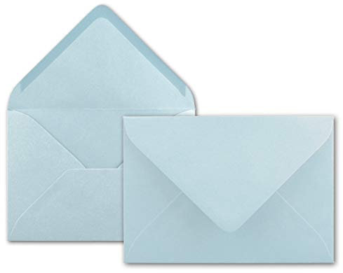 50x kleine Umschläge in Hellblau DIN C7 8,1 x 11,4 cm mit Spitzklappe und Nassklebung in 110 g/m² - kleiner blanko Mini-Umschlag