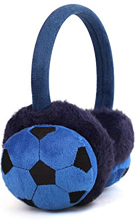 Faxianther Kids Fashion Football Design Earmuffs Winter Fall Thick Windproof Furry Ski Cycling Camping Sledding School Ear Cover Warmer for Girls Boys