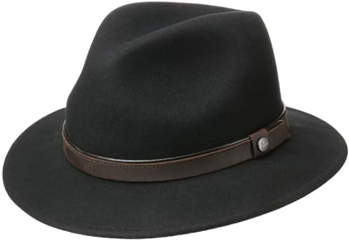 Lierys Sargent Traveller Hat Unisex 100% Wool Felt Leather Band Water-Repellent Packable Autumn Winter Black