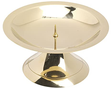 NKlaus candeliere a disco Ø11cm ottone oro candeliere lucido candeliere da altare con puntale 10718