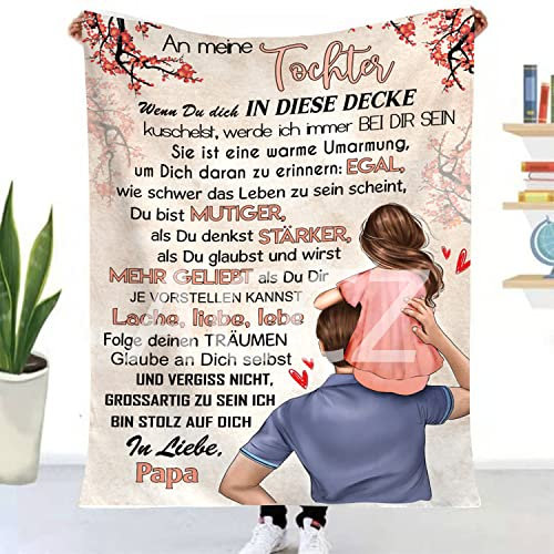 ACCZ Kuscheldecke Flauschige Personalisierte Decke Geschenke Papa An Meine Tochter,An Meine Tochter Decke Von Papa,Super Weiche Decke für Couch Bett,TV-Decke Geburtstag,Weihnachten