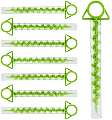 EFUTURETIME 8 x Piquetas Tienda Campaña Estacas para Tienda de Plástico 29cm con 8 Tubi Trasparenti Piquetas Camping Clavijas Camping en Espiral Clavos para Tienda, Verde