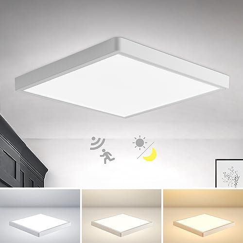 Combuh LED Deckenleuchte mit Radar Bewegungsmelder, 28W 2800LM Ø30CM Flach Deckenlampe mit Tageslichtsensor Innen, 3000K~6000K Ultra Dünn 2,5CM Lampen Deckenlampen für Flur Treppe Veranda Balkon