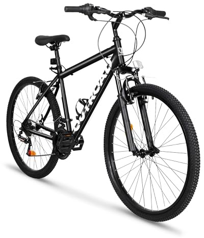 Betterland 26 Inch Mountain Bike, 7-Speed Adult Bicycle with Dual V/Disc Brakes,Front Suspension, High Carbon Steel Frame, with Adjustable Ergonomic Seat Bicycle (X5 Black)