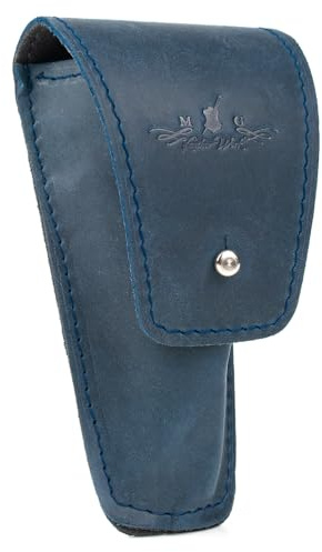 Trombone/Euphonium Mouthpiece Holder. Genuine Leather Mouthpiece Single Pouch Mouthpiece protection bag Mouthpiece case. Trombone & Euphonium accessories (Blue)