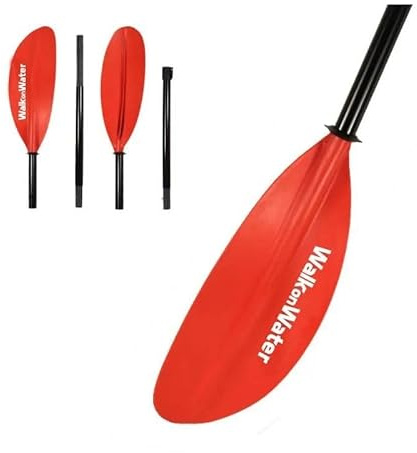 Pagaie de kayak alu 4 parties WOW WOW 220 cm Pagaie Kayak Rame Double Paddle Aluminium pour Kayak Aviron Bateau Canoë, Tige en Alliage d’Aluminium, Lames en Plastique robuste résistant et efficace