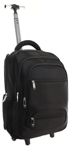 RHP Trolley Reiserucksack Schwarz, 50x35x20cm, 1,78kg, 17 Zoll Laptopfach, 4 Zusatzfächer, 2 Seitentaschen, Handgepäck für Business, Schule & Reisen