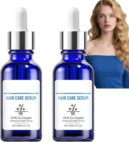 Siero per la cura dei capelli con peptidi di rame GHK-Cu, peptidi di rame per sostenere la crescita dei capelli, siero rinforzante per capelli secchi e danneggiati, cuoio capelluto nutriente,2Pcs