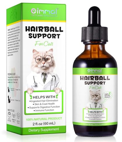 Hairball Support for Cat - Natural Hairball Remedy for Cats with Psyllium Husk, Cat Grass & Vitamins Support Immune & Digestion Function, Skin & Coat, Cats Furball Supplement, Chicken Flavor - 60 ml
