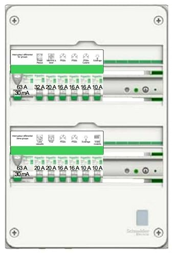 Schneider Electric Tableau Pré-équipé Resi9 XE - Logement Type T3/T4-2 Rangées - 13 Modules - R9HPNFC15127P