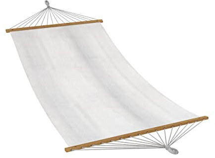 Ampel 24 XXL Outdoor Hängematte Trinidad, Stabhängematte wollweiß, Doppelhängematte mit Querholz, Stoff Baumwolle, Belastbarkeit 150 kg