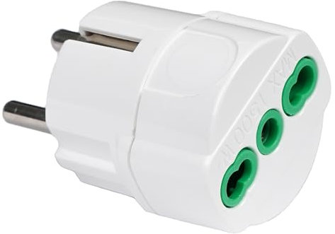 FANTON 81090 adattatore schuko da spina schuko 2P+T 16A a presa bipasso Bianco