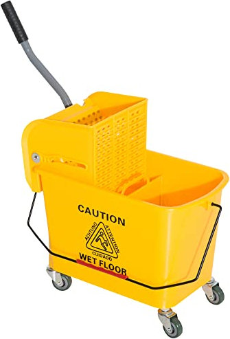 HOMCOM Chariot de Nettoyage Lavage Seau de ménage 20 L avec essoreur et séparateur Eau Sale Propre Jaune 60L x 27l x 70,5H cm