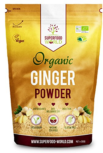 Organic Ginger Powder - Powerful Anti Inflammatory & Antioxidant - Ideal for Cooking and Tea - Ginger Root Powder 300g