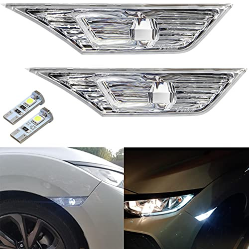 NJSBYL Civic Side Marker Light For Honda Civic Sedan Coupe Hatchback 2016 2017 2018 2019 2020 2021 2022 Side Marker Turn Signal Lights Kits (clear lens side marker light OEM)