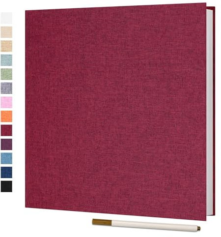 Vienrose Selbstklebende 10x15 Fotoalbum Einkleben und zum Selbstgestalten Groß leinen Photoalbum mit 40 Weißen Seiten, Hochzeit Jahrestag Geburtstag Geschenke mit Einem Kugelschreiber, 28x27cm, Rot