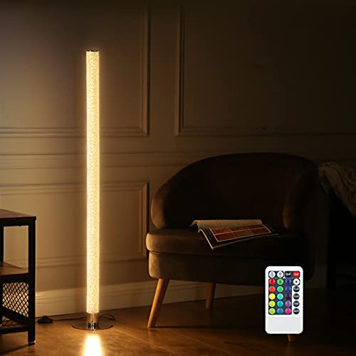 EDISHINE LED Corner Floor Lamp, RGB Color Changing Lamps with Remote, 45“Modern Dimmable Super Bright Standing Tall Mood Lighting for Living Room, Bedroom, Bedside, Office, Max 2688LM