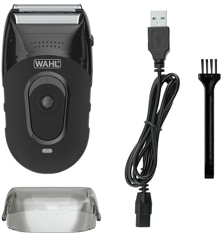 Wahl Compact Rechargeable Lithium Ion Shaver Kit with Hygienic Rinseable Foils & Cutter Bar with Dual Flexible Foils That Move with The Contours of Your Face - 7065