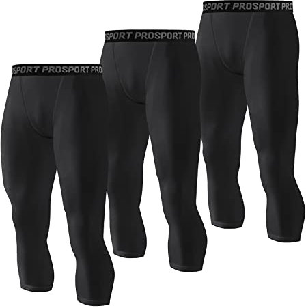 Valcatch 3er-Pack Herren Kompression 3/4 Tights Leggings, 3/4 Herren Kompressionshosen, Workout Athletic Base Layer Unterwäsche