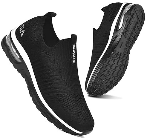 Littleplum Damen Slip On Sneakers Leicht Turnschuhe Bequem Atmungsaktiv Mesh Sneakers Damen Sportschuhe,Schwarz Weiß,38 EU