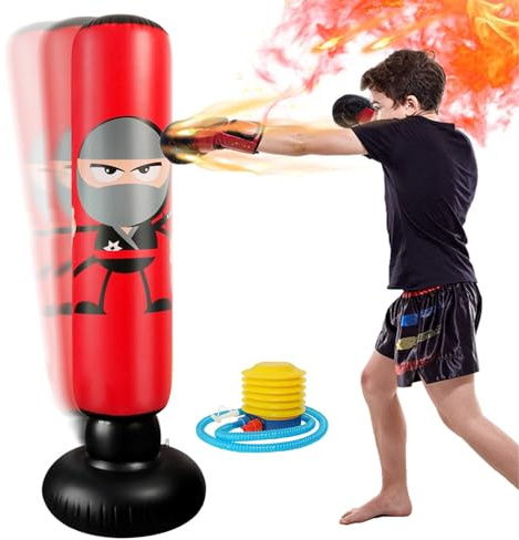 Shockassist Sacco da Boxe Bambino Gonfiabile in Piedi 160 cm Con Pompa per Taekwondo, Riduzione della Pressione e Allenamento a Casa