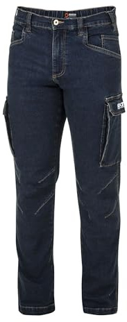 Sparco Pantalone da Lavoro Dallas Jeans Denim Tecnico Stretch. Pantaloni Multitasche Rinforzati Anti-Abrasione con Predisposizione Ginocchiere.