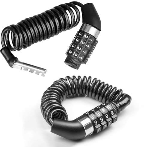 2 Stück Helmschloss mit 4 Stellig Zahlencode, 150cm Kabelschloss, Kinderwagenschloss, Fahrradschloss, Motorradhelm Sicherheitsschloss, Klein Skischloss, Zahlenschloss für Fahrrad Tricycle Motorräder