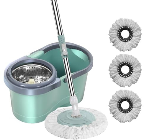 1set Lavapavimenti Rotante Con Secchio,M-ocio Lavapavimenti Rotante, Mop Rotante Automatico Per La Pulizia Della Casa,Roto Mop Con Secchio E Testine In Microfibra,Sistemas Lavapavimenti Di Strizzatura