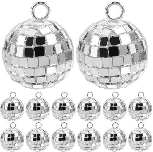 AOKWAWALIY 20 stycken discoboll dekoration minispegel discokula att hänga upp hänge 70-talet discol-festdekorationer reflekterande boll charm gör-det-själv ornament för tårtlock