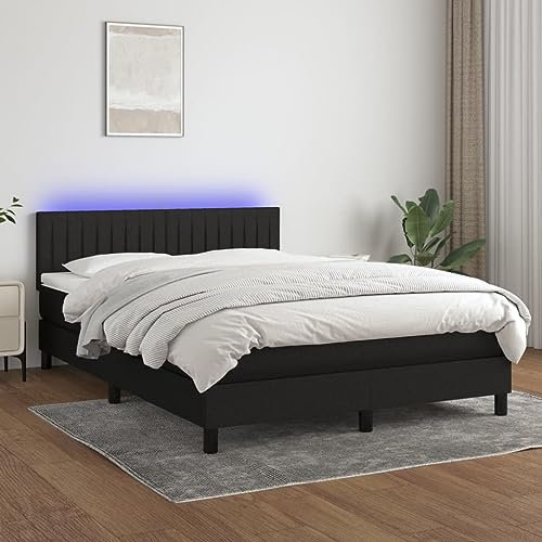 qohoio Boxspringbett mit Matratze & LED Bett Boxspringbett Bett Mit Matratze Polsterbett Schlafzimmer MöBel Schwarz 140x190 cm Stoff - 3133311