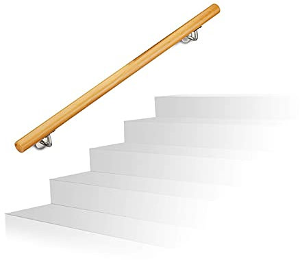 Escalera antideslizante de madera maciza natural para uso doméstico, barandillas de ático para interiores, barras de apoyo para ancianos, barandilla de seguridad para pasillo montado en la pared (11