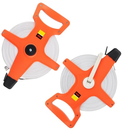 TAICHEUT 2 Pack 330Ft Fiberglass Tape Measure, 1/2 Dual Sided Engineer Reel Tape Measure with Feet Meters for Construction Track Field