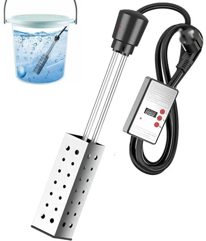 CYTBEK Chauffeur d'eau à Immersion électrique 2500W - Élément de Chauffage en Acier Inoxydable avec contrôleur de Thermostat numérique, Chauffage Rapide pour Baignoire, Piscine et piscines