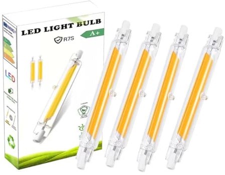 EIMOPE Lampadina R7S LED 118mm 20w Dimmerabile, R7S LED 118mm Hightlight COB Doppia Estremità Luminosità, Bianco Caldo 3000K, 2000LM, Confezione da 4