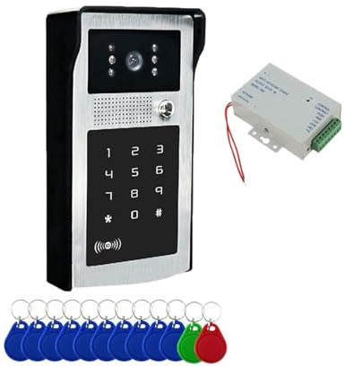 SMTYXS Tuya Video Inteligente Timbre Cámara 1080P WiFi Video Intercomunicador Timbre De Puerta Cámara con Teclado De Código RFID Acceso Teléfono Aplicación Desbloqueo(DC 3A Box WiFi 64G)
