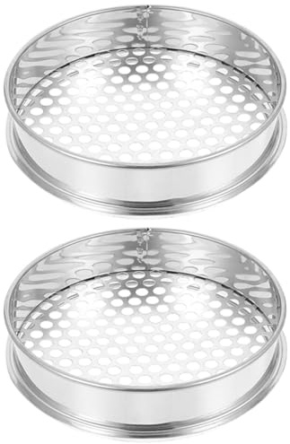 TOBBOMEY 2 Piezas Tamiz de Suelo Acero Inoxidable Criba Manual para Jardinería Tamiz Redondo Malla para Plantar y Tamizar Tierra