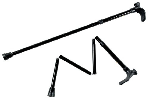 Patterson Medical - Bastón para diestros (empuñadura contorneada, plegable, tamaño largo), color negro