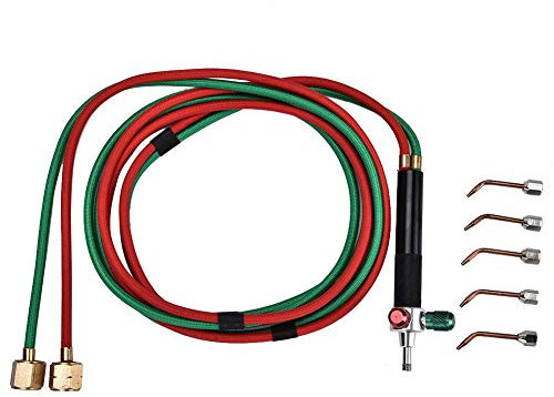 TMISHION Chalumeau à souder pour Bijoux, Outil de Traitement de Bijoux Pistolet à Flamme, Outil de Torche de soudage à oxygène avec 5 Pointes