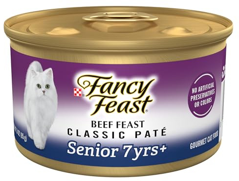 Purina Fancy Feast Senior Wet Cat Food 7 Years Plus Beef Feast Pate - (Pack of 24) 3 oz. Cans
