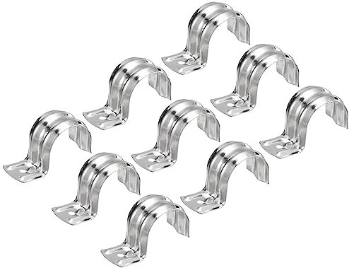 sourcing map 25pcs 25mm Attache Fixer Grillage Rigide Traille Tube Collier Serrage Clip Fixation pour Tuyau Un Trou Sangles R Forme Support Inox Acier