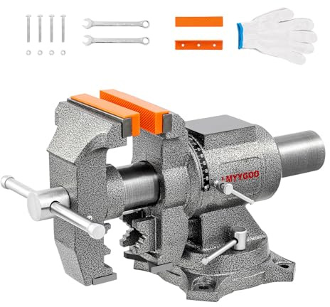 LMYYGOO Morsa da banco, larghezza ganascia 12,7 cm, apertura ganasce, base girevole a 360°, morsa multiuso da banco da lavoro resistente con incudine e 1 paio di ganasce, morsa da tavolo forza