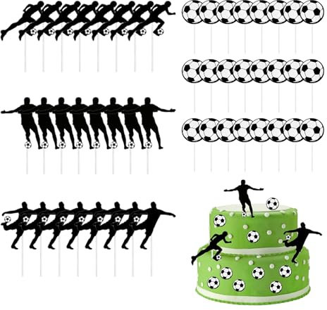 48 Stück Fußball-Kuchendekorationen, Cupcake-Dekorationen, Kuchenzubehör, kreative Kuchendekorationen und DIY-Dekorationen, Muffin-Dekorationen, perfekt für Fußballfans, Partys